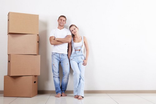 Removal van loading boxes and furniture for a Hillingdon home move