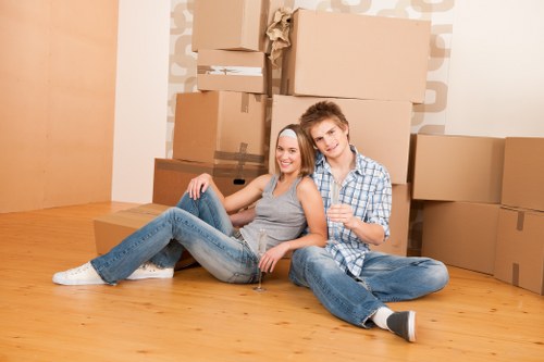 Hillingdon Removals team sorting recyclable moving materials in a sustainable relocation process