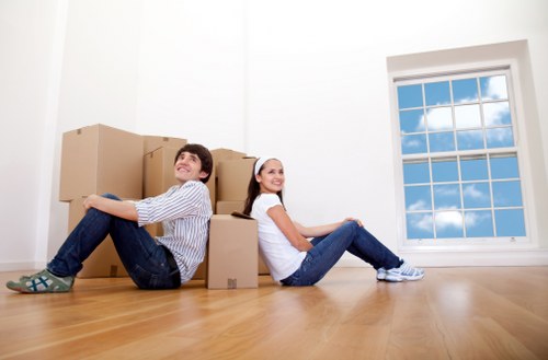 Booked removals service with boxes and transport planning